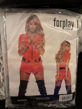 Halloween Forplay Orange Short Romper Costume with Black
